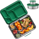 Stainless Steel Bento Box Kids, Kids Metal Bento Lunch Box BPA Free Lunch Box Containers 304 Stainless Steel Bento Box for School and Office(Green)