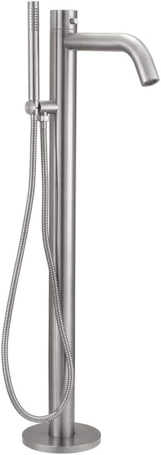 HEATGENE Bathtub Faucet Freestanding Tub Filler Single Handle Floor Mounted Faucets with Handheld Shower - Mirror Polish