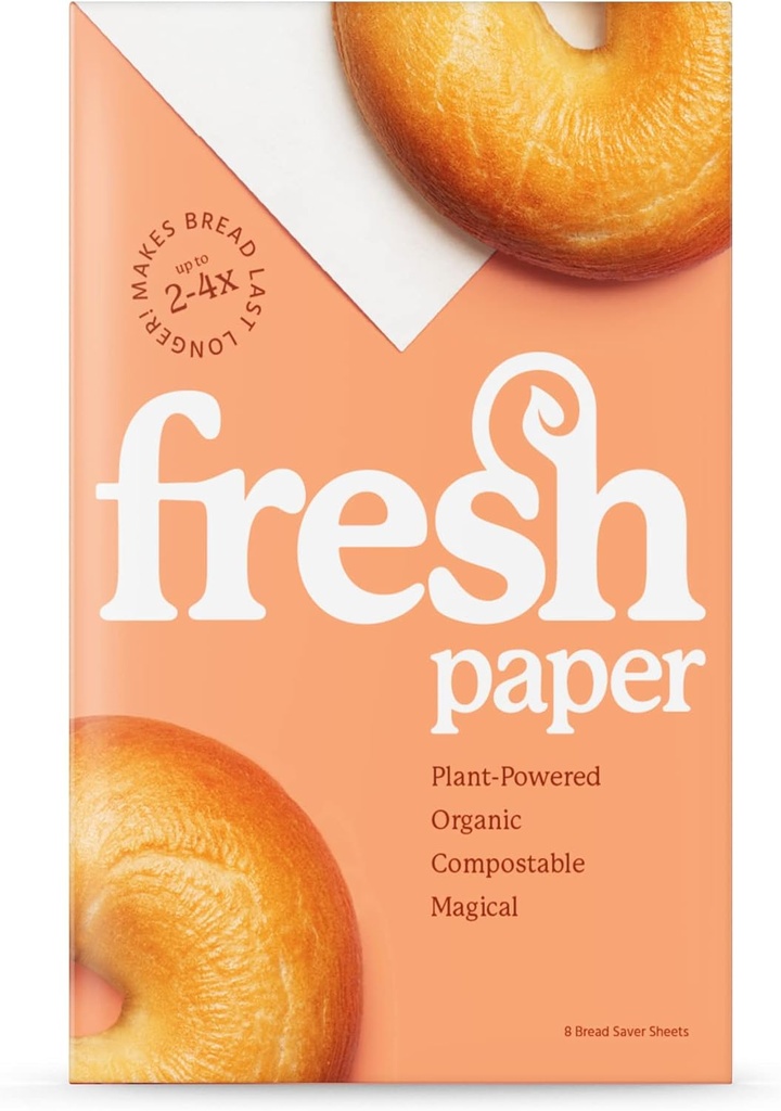 FRESHPAPER Keep Baked Goods Fresh, 8 Reusable Food Saver Sheets for Bread, Bagels, Muffins, Cookie Storage, Healthy Meal Prep, BPA Free, 1 (8 Sheet) Packs, Made in The USA