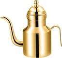 Stainless Steel Oil Dispenser, 11 Oz Olive Oil Dispenser Bottle, Kitchen Oil Drizzler Bottle with Drip Free Spout Olive Oil Bottle Vinegar Jug Sauce Grease Storage Can Golden