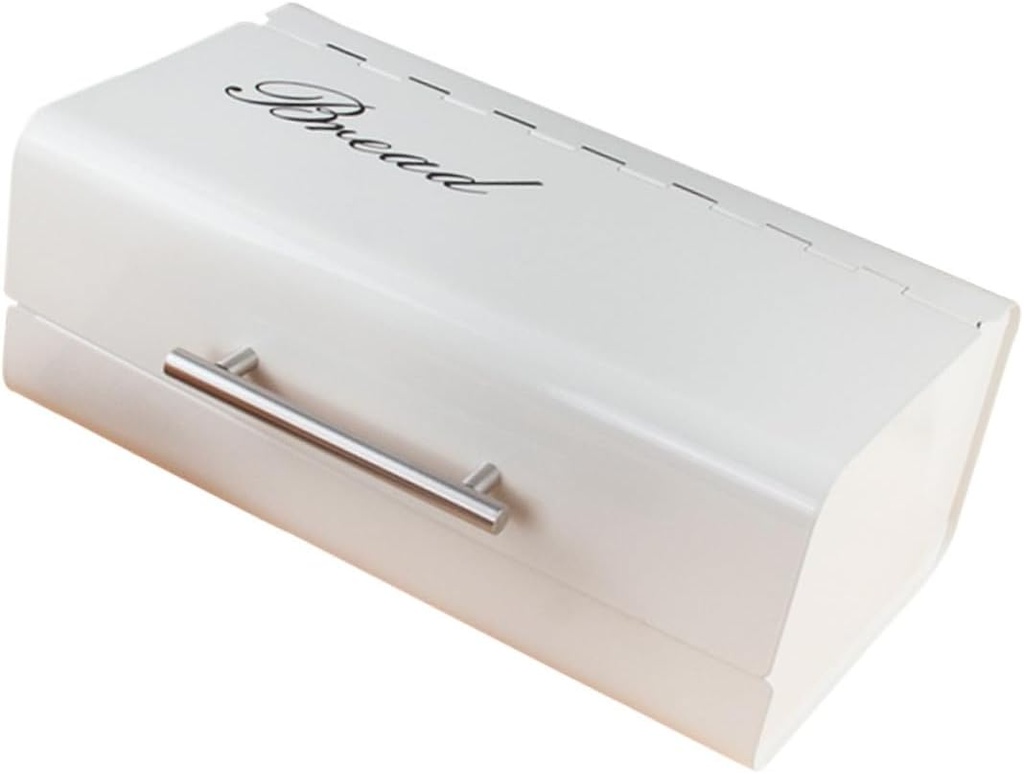 Retro Style Household Bread Box with Large Capacity Smooth Rounded Edges Compressive Strength Bread Container for Kitchen Countertop Storage and Snack Organization Milk White