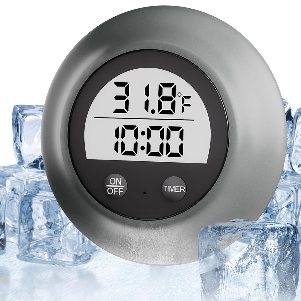 Silicone Cover Ice Bath Thermometer with Timer, Waterproof Floating Water Thermometer for Cold Plunge, Works with Ice Bath Tub Hot Tub Accurate Recovery(Gray)