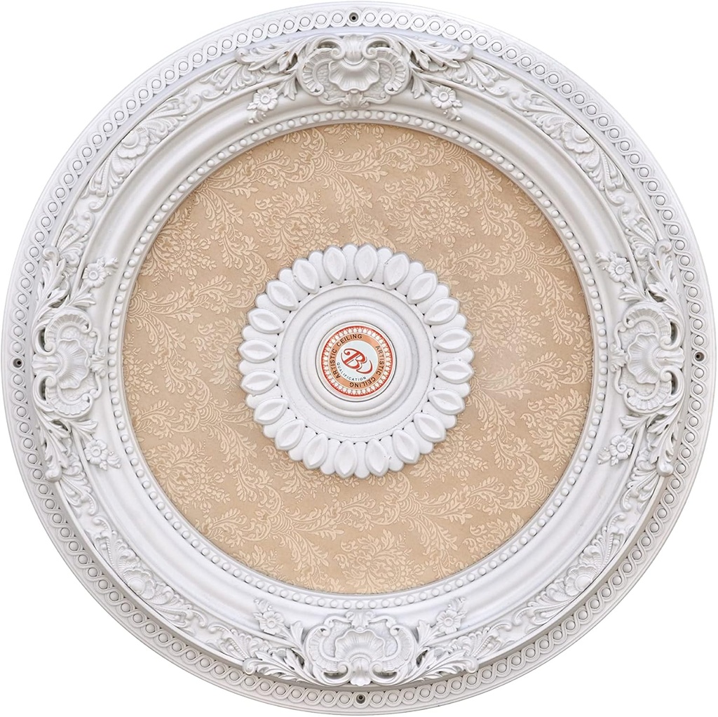 Petite Round Chandelier Ceiling Medallion or Fan Medallion, 24 Inches, White