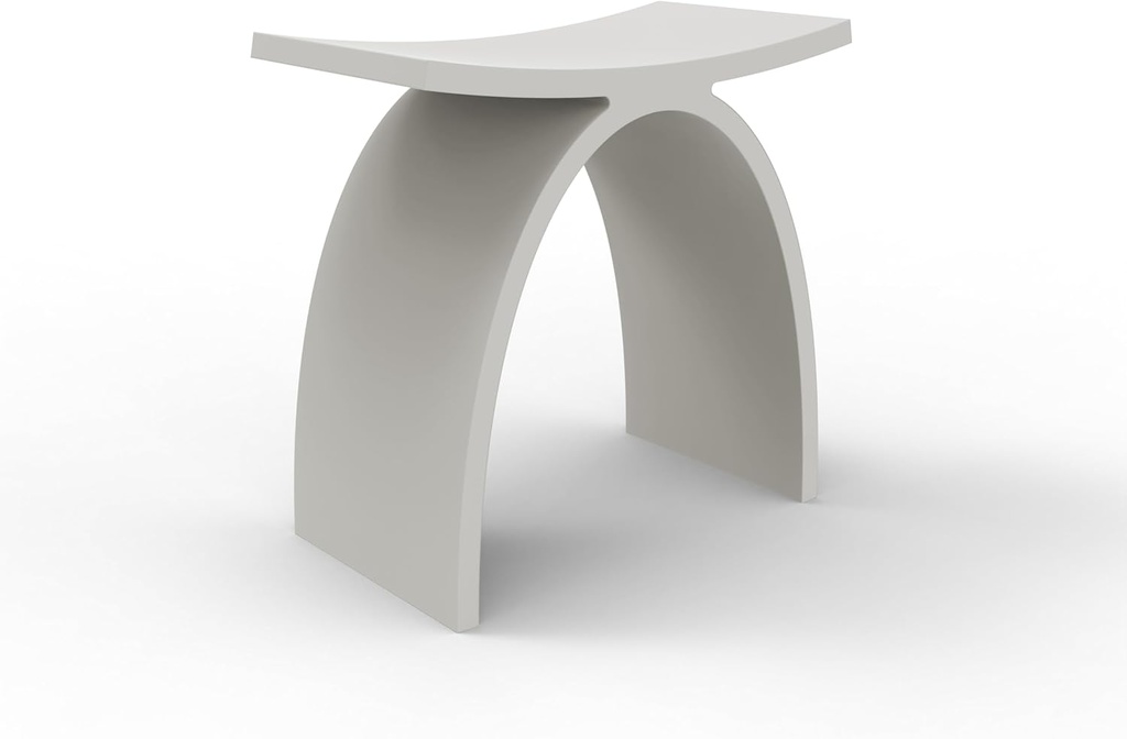 Bathroom Stool for Inside Showers - Stone Resin Bathroom Stool with 400 lb Capacity, Waterproof Bench for Bath-tub, Solid Surface Modern Seat (White)