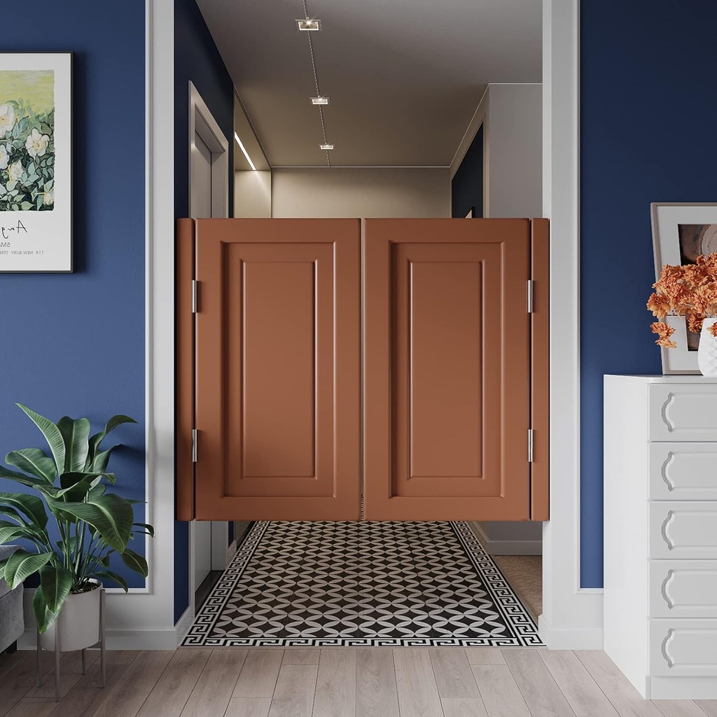 Cafe Swinging Doors Indoor Solid Wood Saloon Swing Door Hinges Included with Auto Close Features Bar Door for Shopping Malls Kitchen Restaurant Partition Parlor Butler Door (W 41 x 36in,Brown)
