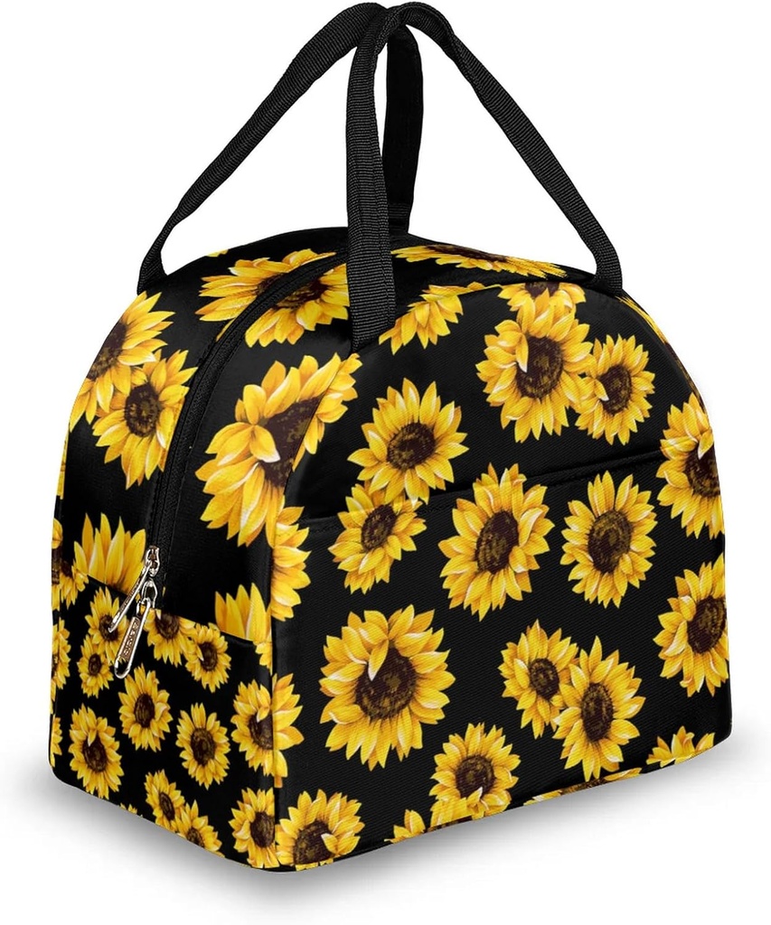 Cute Sunflowers Lunch Bags Women Girls Cute Florals Insulated Lunch Box Lunchbox Cooler Tote Bag Lunch Container Organizer Zipper Meal Prep Lunch Boxes for Teens Kids Adults School Work