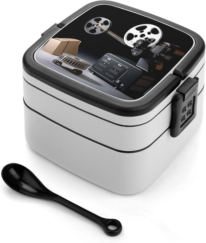 Bento Lunch Box for Women Lunch Containers for Adults Projector Film Double Layered Lunchbox Large Capacity Bento Box with Cutlery for Work Picnic Camping Travel