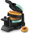 1400W Waffle Maker, Double Belgian Waffle Maker 180°Flip, Waffle Iron 8 Slices, Rotating & Nonstick Plates, Removable Drip Tray for Easy Clean, Locking Buckle & Cool Touch Handle, Blue