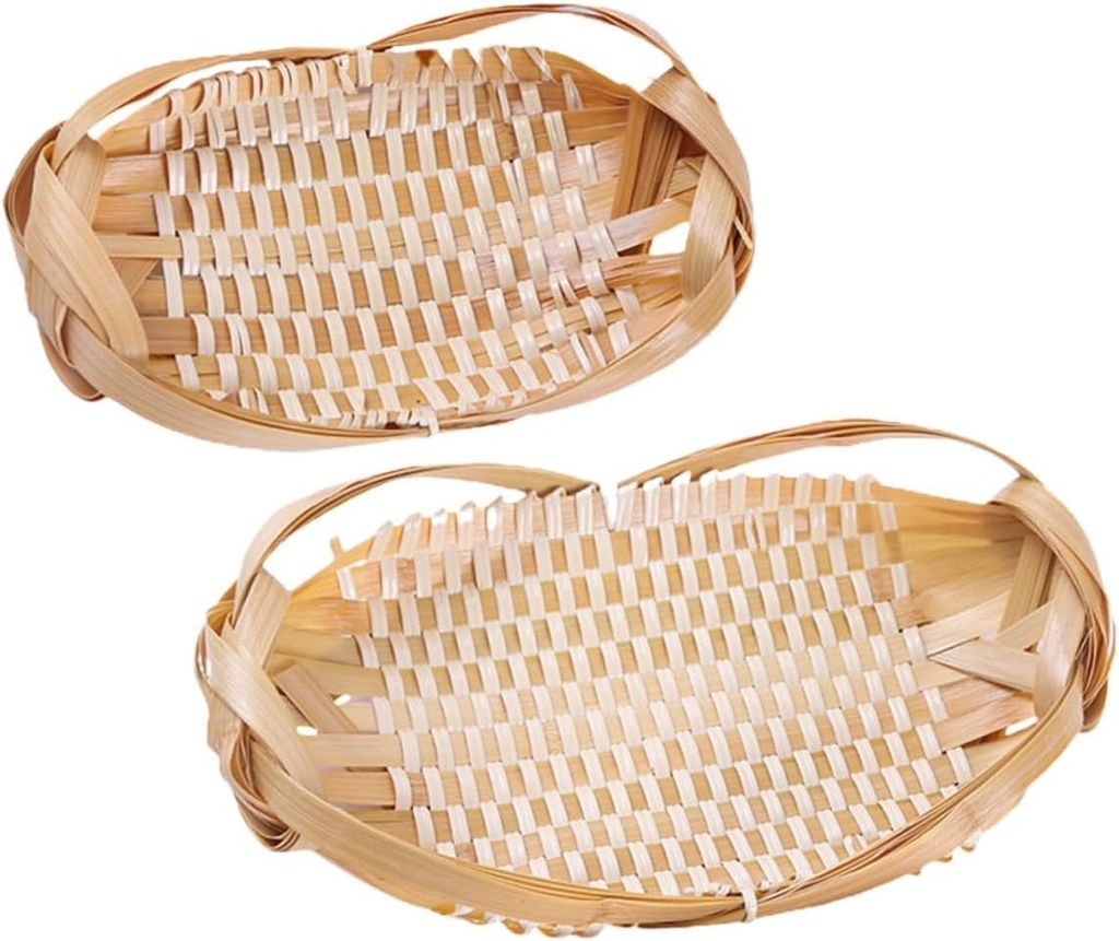 Garneck 2pcs Bamboo Storage Bins Fruit Hanging Basket for Kitchen Pantry Closet