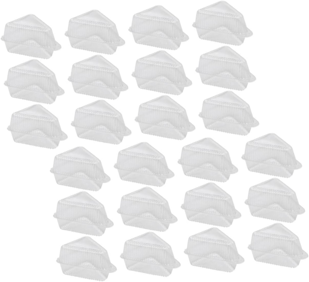 Veemoon 50pcs Clear Cake Carrier Cake Slice Containers with Lids Lightweight Storage Boxes for Mousse Cheesecake Desserts and Parties