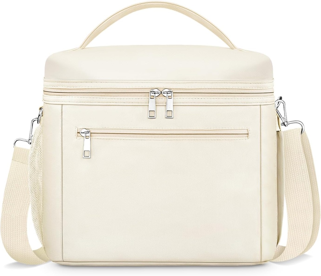DALINDA Insulated Lunch Bag for Women,Lunch Box Cooler Bag Lightweight Nylon Waterproof Lunch Box LunchBags for Work (Cream,Beige)
