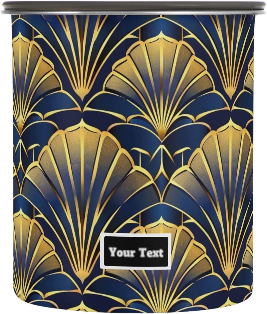 Abstract Gold Fan Kitten Cats Airtight Coffee Bean Canister Customed 30oz Food Storage Containers with Lids For Gournd, Tea, Sugar, Flour, Rice, Cereal, Candy Cookie Jar