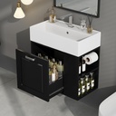 Bellemave 21.8" Bathroom Vanity with Sink Combo, Wall Mounted Floating Vanities with Soft-Close Big Drawer Adjustable Shelf Toilet Paper Holder, Modern Floating Vanity with Sink for Bathroom, Black