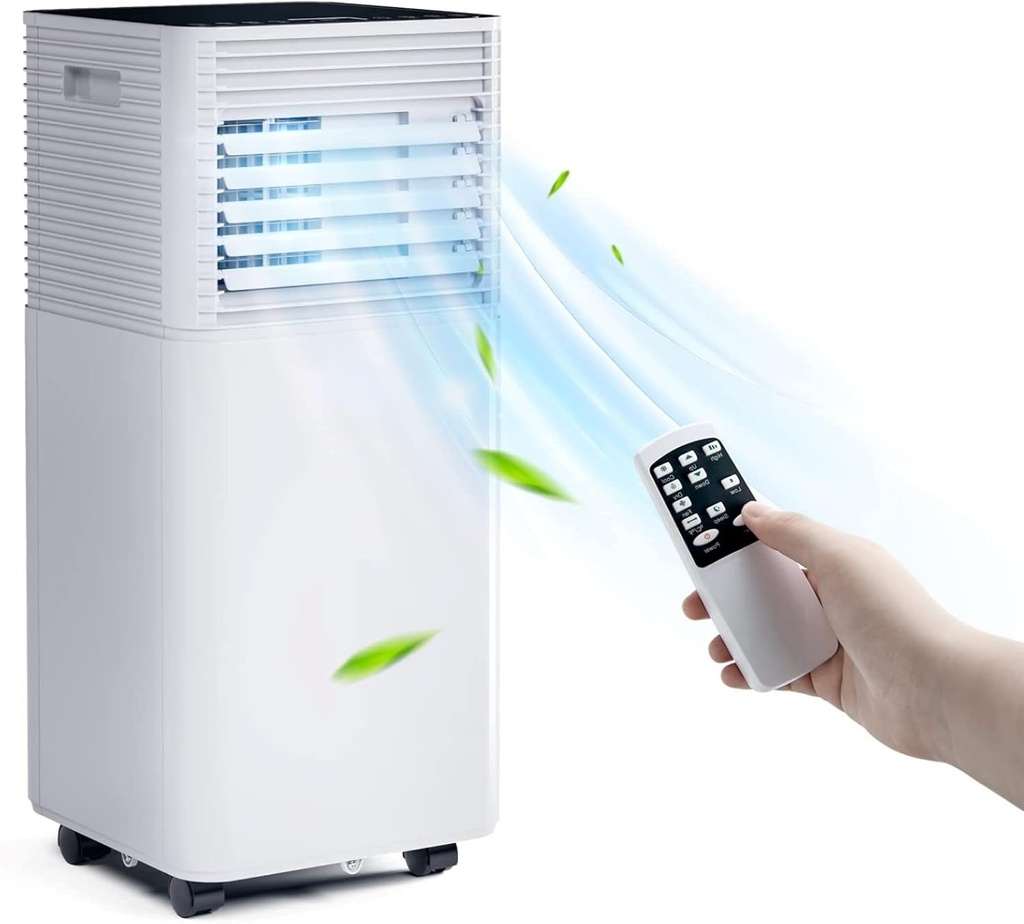 Portable Air Conditioner, 10,000 BTU AC Unit with Dehumidifier, Fan & Sleep Mode, Air Cooler w/2 Wind Speeds & 24H Timer, Touch Panel & Remote Control, Includes Exhaust Hose/Window Kit