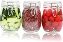 Glass Jars With Airtight Lid 24 Oz (Set Of 3) Wide Mouth Mason Glass Sealed Storage Canisters Leakproof For Coffee Sugar Nuts Spice Refrigerator Pickles & Preserves Tea For Fridge Kitchen Pantry