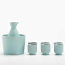 Sake Set and Cups with Warmer, Traditional Porcelain Japanese Pottery Hot Saki Drink Set Kit, Include Warming Bowl, Sake Bottle, Sake Cups,Blue,with Tray