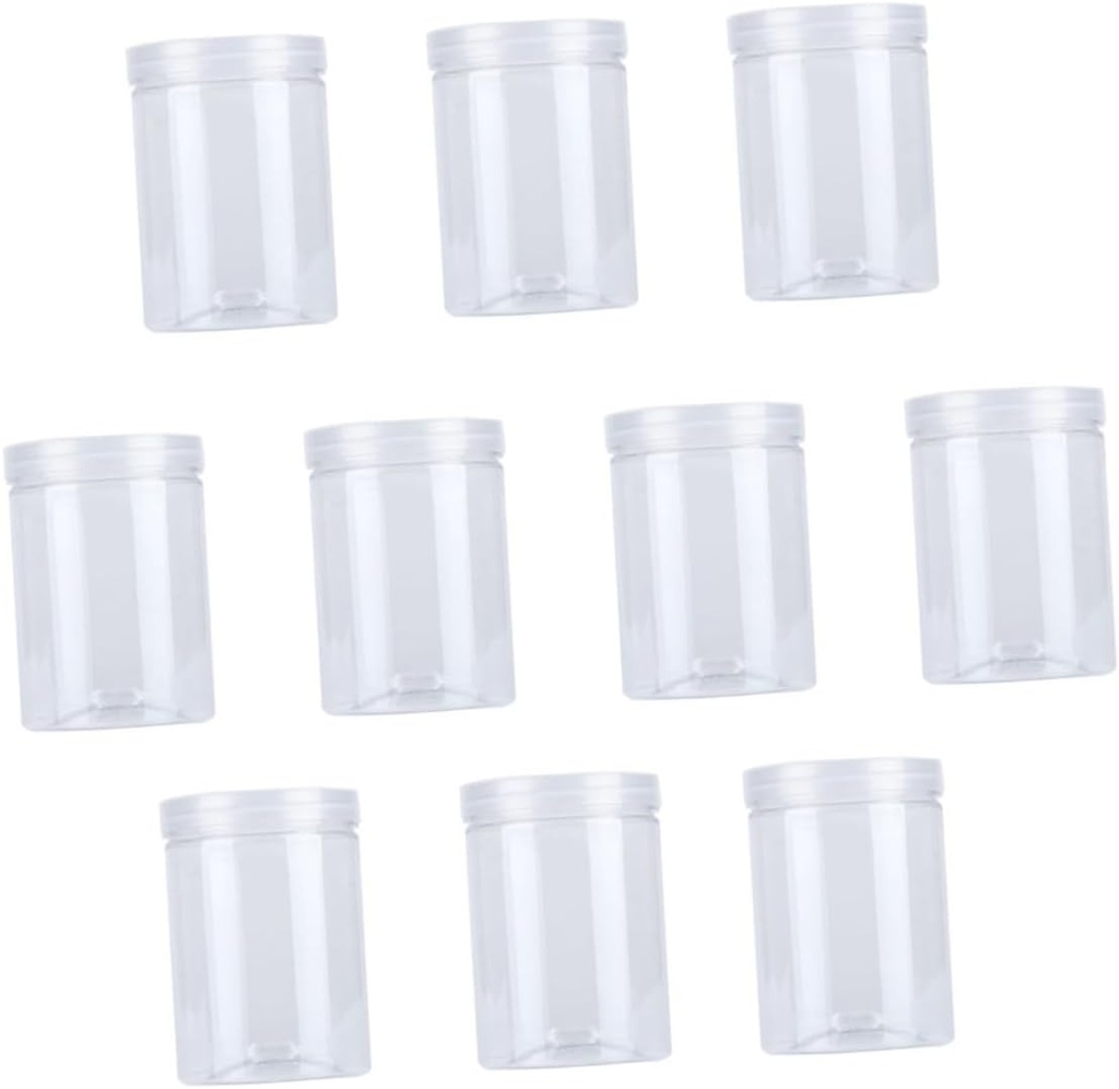 10pcs Transparent Plastic Food Sealed Jars Cookie Biscuit Tea Storage Containers with Airtight Design for Home Kitchen Office and Outdoor Use