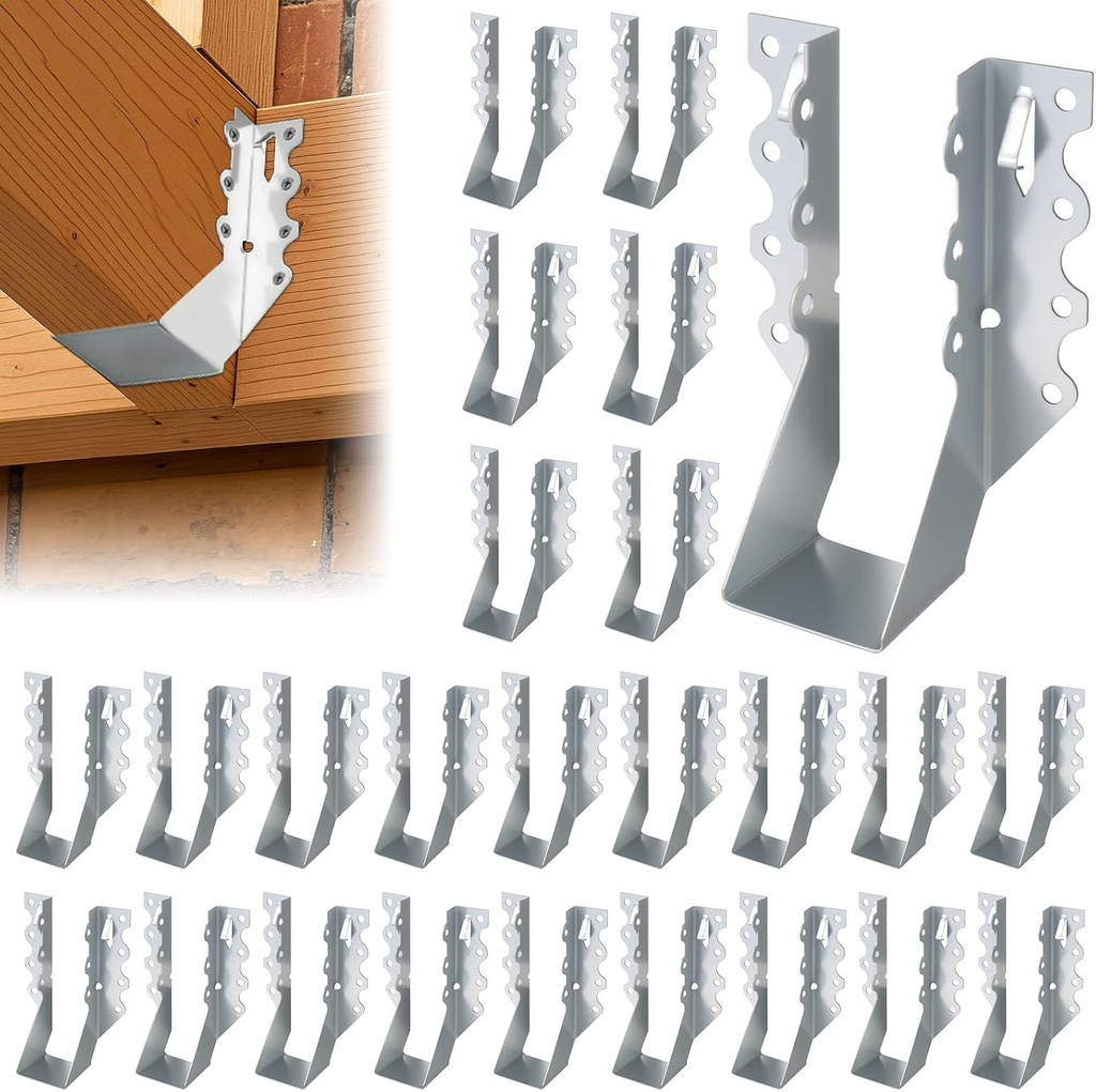 25 Pcs 2x6 Joist Hangers for Wood, 20 Gauge Galvanized Face Mount Joist Hangers, Heavy Duty Hurricane Ties for Rafters Roofs Decks Floors Ceilings