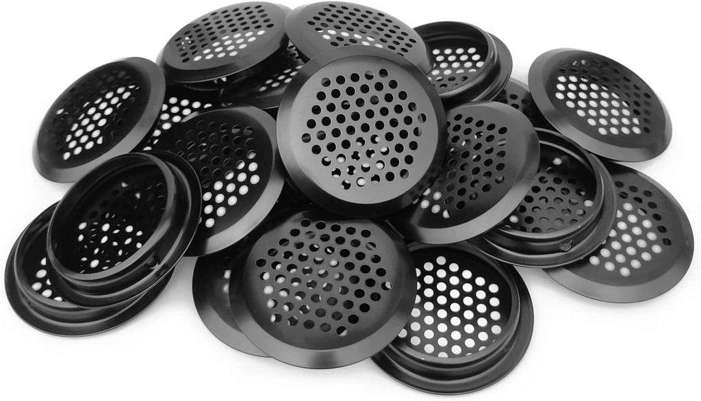 40Pcs Circular Air Vents 2.1 Inch(53mm) Soffit Vents Stainless Steel Round Vent Mesh Hole Louver for Cabinets, Wardrobes, Shoe Cabinets, Sundry Cabinets and Honey Bee Hive Box (Black)