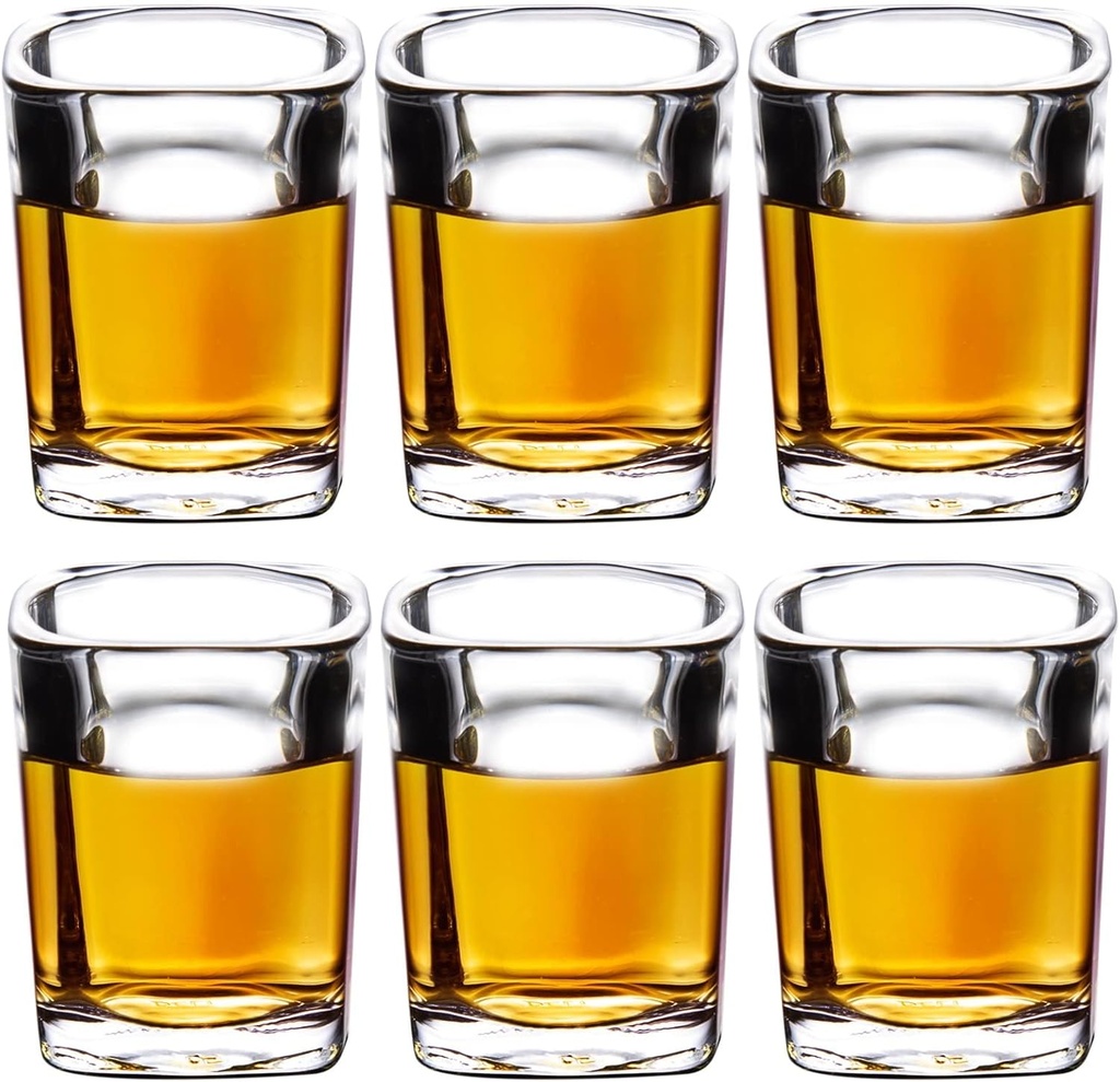 PARACITY 6 Pack Heavy Base Shot Glasses Set, Clear Tequila Square Shot Glass Bulk 2 oz with Heavy Base, Gift for Men, Espresso Shot Glass for Vodka,Father's Day Gift,Spirits,Whiskey, Tequila, Espress