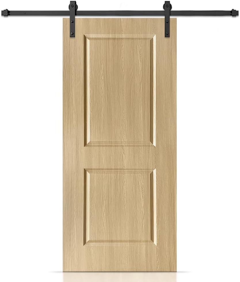 40 in. x 82 in. 2 Panel Hollow Core Oak Finished PVC Composite Interior Sliding Barn Door with Hardware Kit