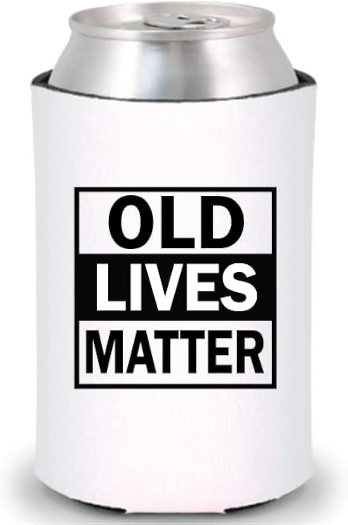 Old Lives Matter Funny Can Cooler - Neoprene Can Cooler - Large - 16 oz - Red, White, Blue