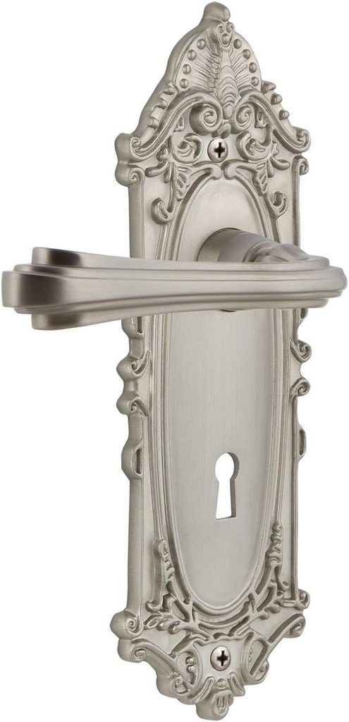Nostalgic Warehouse Victorian Plate Single Dummy with Keyhole Fleur Lever in Satin Nickel