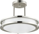 Diodesy- Semi Flush Mount Ceiling Double Ring Light Fixture 12 Inch 15W 3000K/4000K/5000K Color Selectable 1050LM LED Pendant Dual Band Trim with Brushed Nickel for Kitchen Bedroom Hallway ETL Listed
