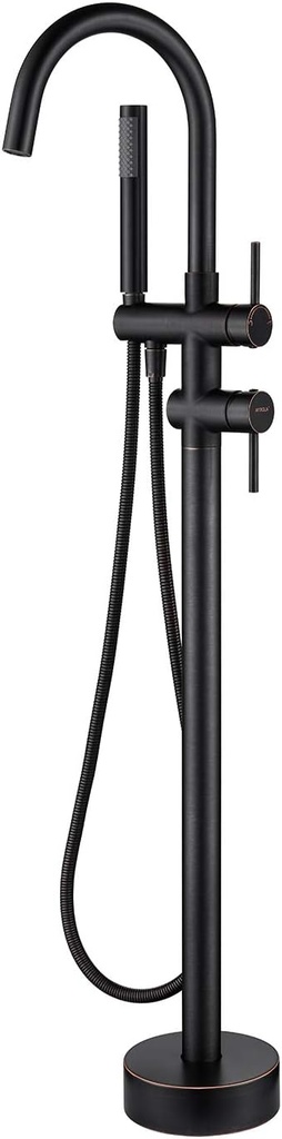 Freestanding Tub Filler Bathtub Faucet Oil Rubbed Bronze Floor Mount Brass Faucets with Hand Shower
