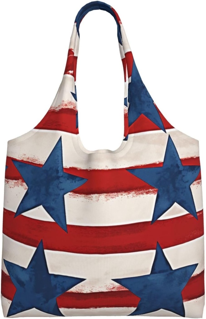 Ted White Star Stripe Flag Canvas Tote Bag Reusable Grocery Bags Shopping Bags Large Canvas Bags with Handles