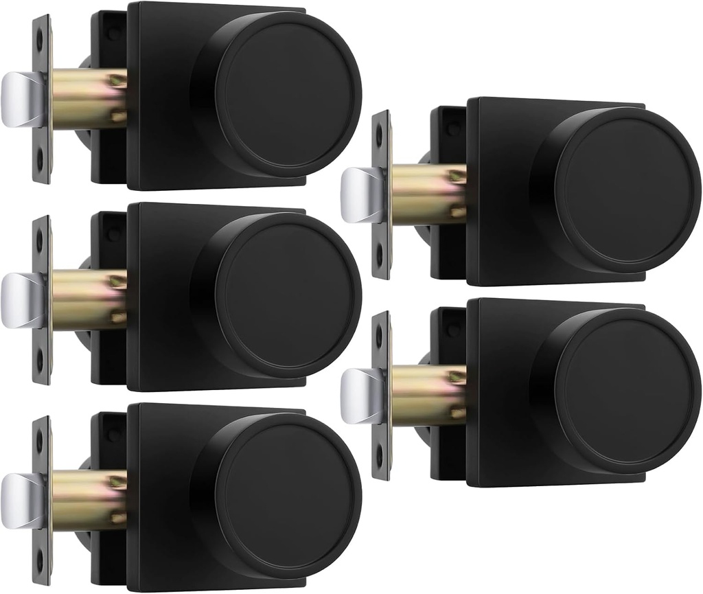 goldenwarm Black Closet Door Knobs Interior, Matte Black Passage Interior Door Knobs, Heavy Duty Zinc Alloy Indoor Doorknobs for Closet, Hall, 5 Pack