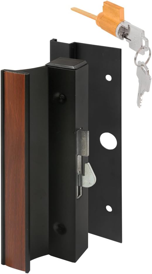 Prime-Line C 1094 Patio Door Surface with Hook Latch, Extruded, Black Finish, Keyed (Single Pack)