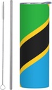 20ozTanzania Flag stainless steel straw lid cup, double-layer stainless steel, can be drunk directly or with a straw