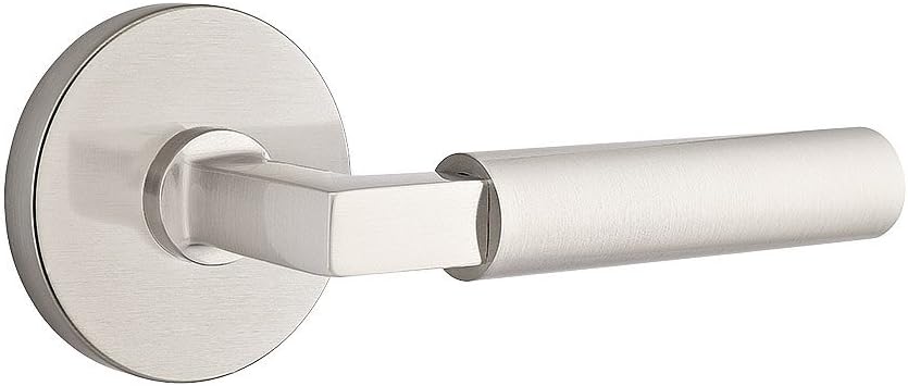 Disc Rosette Door Set with Hercules Levers Right Hand Passage in Satin Nickel