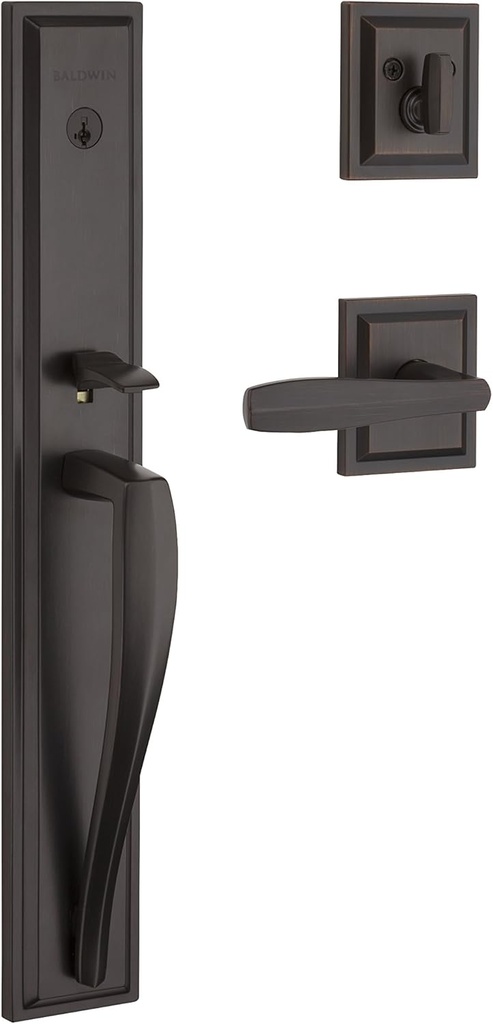 Baldwin Torrey Pines, Front Entry Handleset with Interior Lever, Featuring SmartKey Deadbolt Re-Key Technology and Microban Protection, in Venetian Bronze