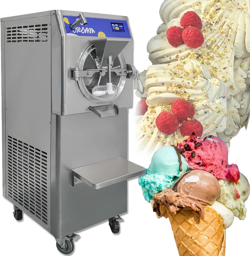 Commercial Hard Ice Cream Machine 13Gal/H, 5 IN 1 Italian Ice Cream Machine, Gelato Maker, Frozen Sorbet Batch Freezer, Slush Machine with Sprayer, 15min/batch for Restaurant Dessert Shop