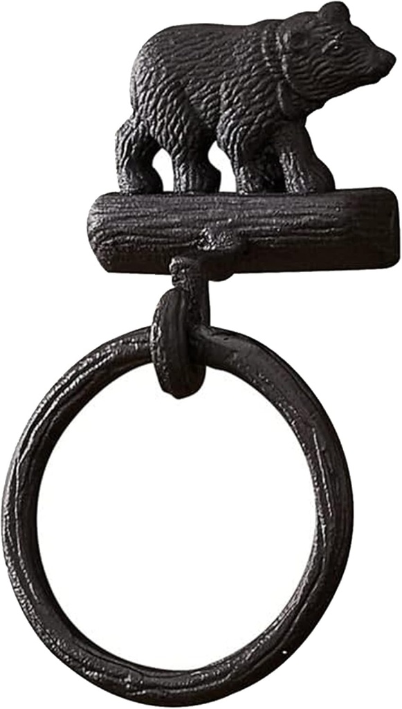 Park Designs Cast Black Bear Ring Hook - Set of 2