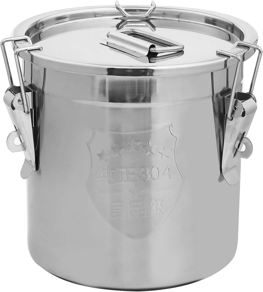 6L/1.6 Gal 304 Stainless Steel Containers with Lids 202 Oz Stainless Food Containers with Lids and Lock Hole Airtight Container for Kitchen Stainless Steel Bucket 304 stainless container
