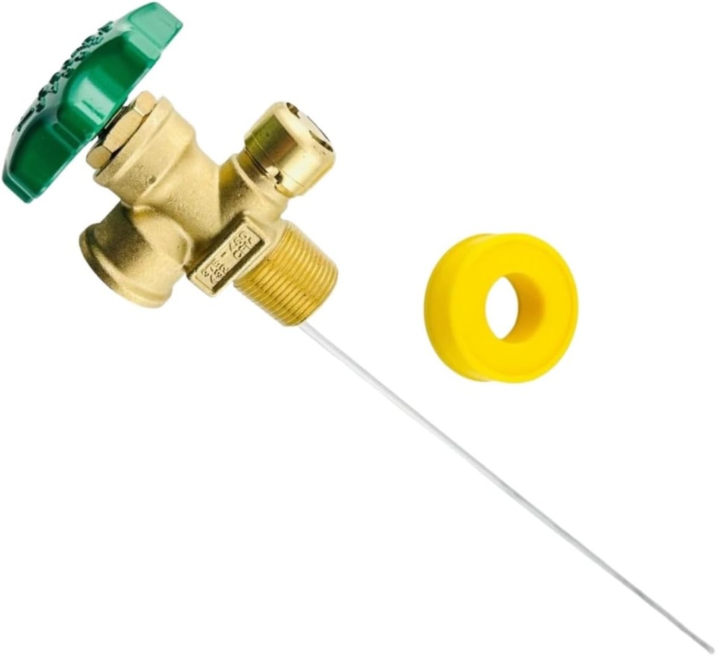 Propane Adapter - 100lb Propane Vapor Tank Service Valve Coupler with Manual Bleeder Valve - BBQ POL Connection - Heavy Duty Handle - 10.2" Dip Tube - for Grill Heater LPG