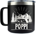 Poppi Camping Tumbler 14 Oz Coffee Mug - Poppi Tumbler - Poppi Camping Gifts - Fathers Day Gift - Poppi Mug - Birthday Gift Ideas For Poppi - Gifts For Campers Outdoors, 16oz, Transparent