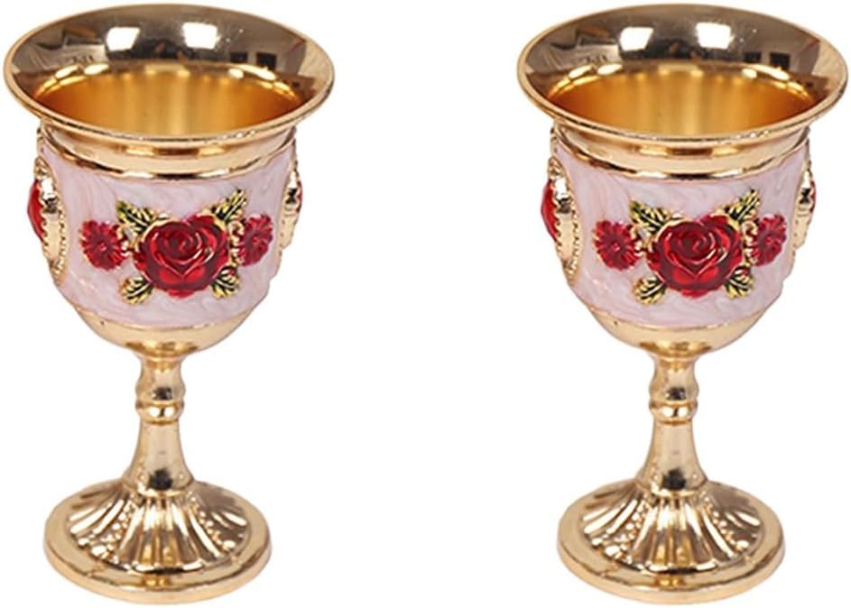 Leadigol 2PCS Zinc Alloy Goblet Wine Goblet Carved Party Barware Home Kitchen Restaurant Cocktail Cup Drinking Decor Supplies