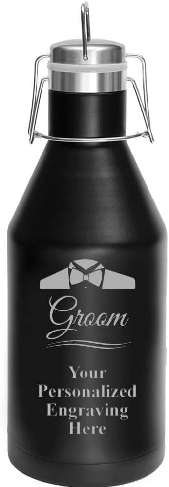 Crown Awards Custom Groom Growler, 64 oz Custom Groom Wedding Stainless Steel Growler, Engraving Included