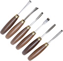 6pcs Wood Carving Chisel Kit with Ergonomic Walnut Handles Hand Carving Tools for Woodworking Carpenter Set