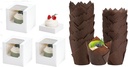 Bundle of 25 Pcs Cupcake Boxes and 200PCS Brown Tulip Cupcake Liners for Parties Holidays Homemade Cupcakes and Bakery