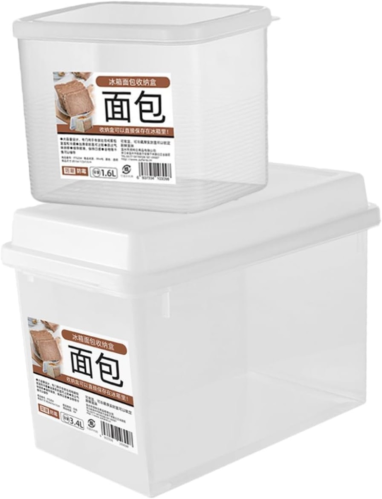 2-Piece Bread Storage Container Set Lids Plastic Bread Box for Kitchen Countertop Airtight Toast Holder for Fresh Keeping