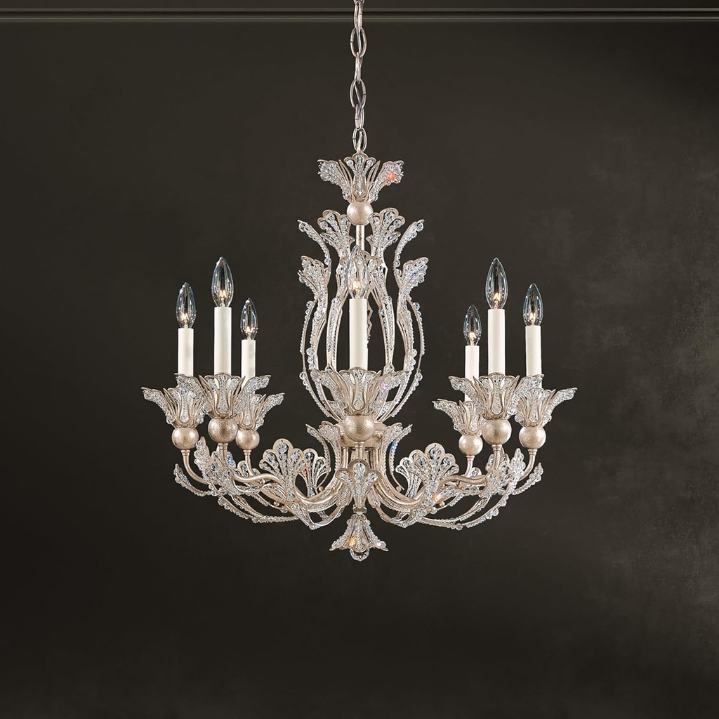 Schonbek Signature 7866-76S, Rivendell 8 Light 26in x 23in Chandelier with Candleslips in Heirloom Bronze with Clear Swarovski Crystals