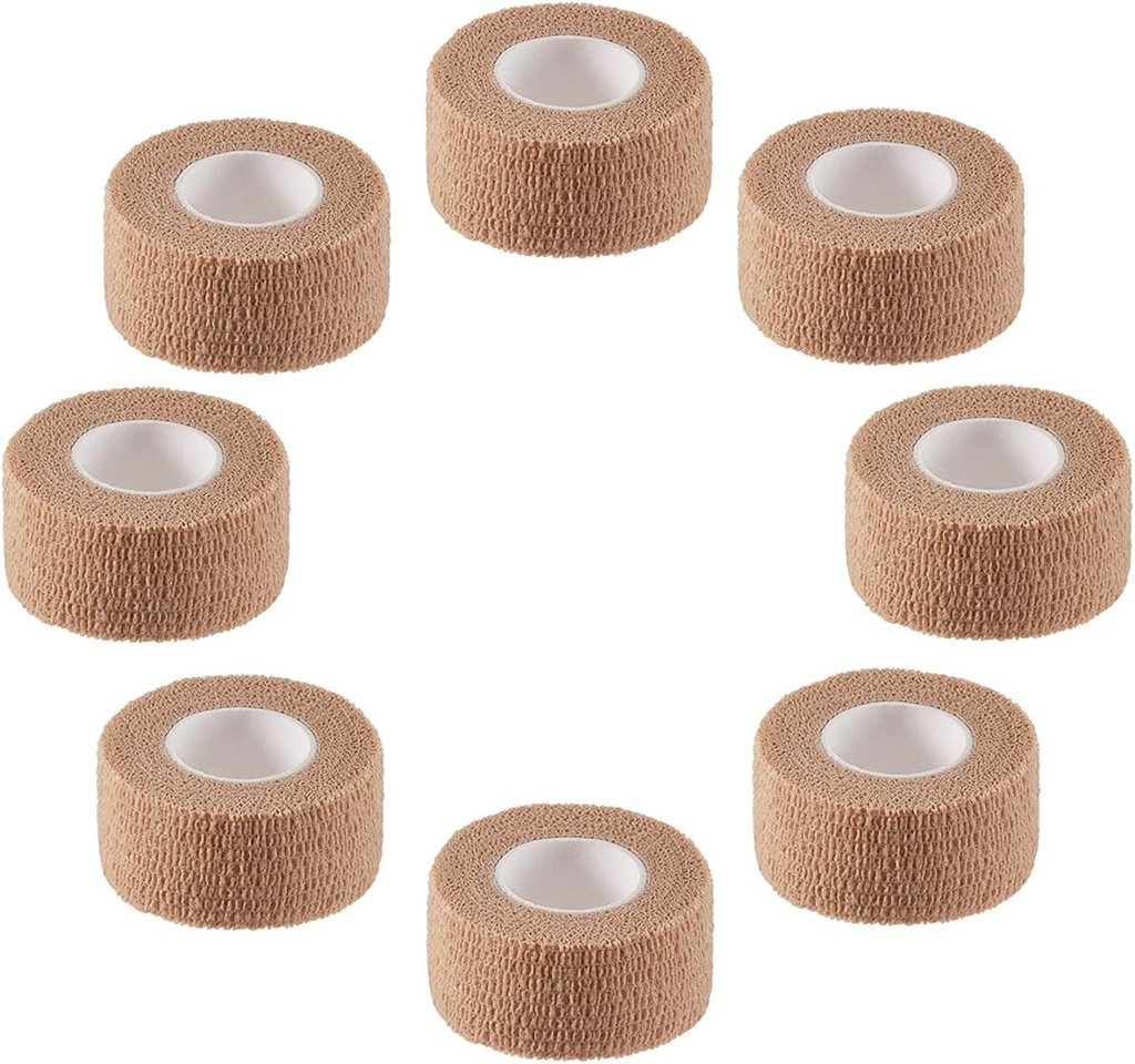 Self Adhesive Elastic Bandage Wrap - Pack of 8 Rolls 1" x 5 Yards Stretch Self-Adherent Cohesive Wrap Bandages First Aid Tape for Athletic, Sports, Wrist, Ankle (Beign Colors)
