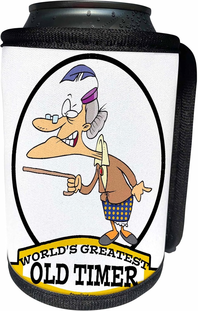 Can Cooler Bottle Wrap - Funny Worlds Greatest Old Timer Lady Cartoon Worlds Greatest Cartoons