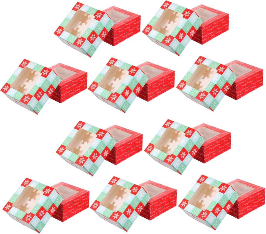 10pcs Christmas Cake Packing Box Portable Cupcake Storage Containers Festive Design for Weddings Birthdays and Holiday Celebrations Lightweight and Safe to Use