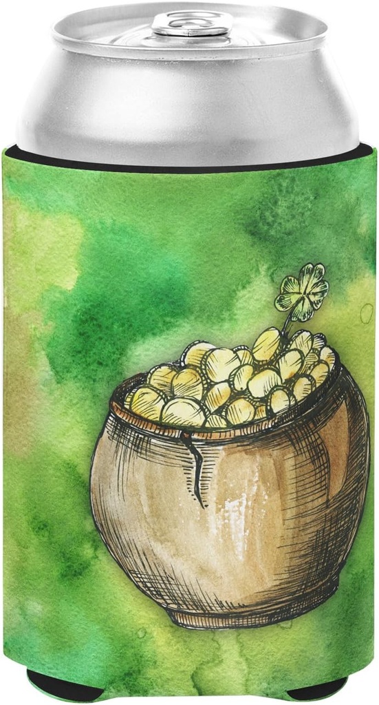 Caroline's Treasures BB5769CC Irish Pot of Gold Can or Bottle Hugger Cooler Washable Drink Sleeve Collapsible Beverage Insulated Holder, Can Hugger, Multicolor